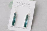 Teal Shimmer Bar Earrings in Silver