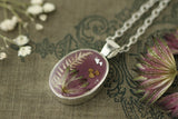 NEW! Plum Orchard Silver and Purple Floral Oval Pendant Necklace