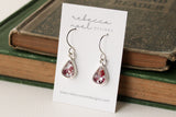 Dried Rose Petal Teardrop Earrings in Silver