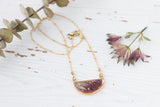 NEW!  Plum Orchard Gold and Purple Half Moon Necklace