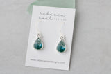 Teal Shimmer Teardrop Earrings in Silver