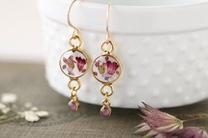 NEW! Plum Orchard Gold and Purple Floral Dangle Earrings