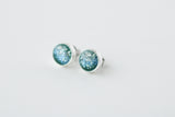 Teal Shimmer Stud Earrings in Silver