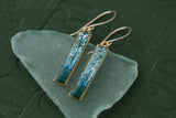 Teal Shimmer Bar Earrings in Gold