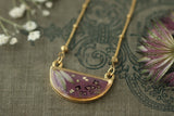 NEW!  Plum Orchard Gold and Purple Half Moon Necklace