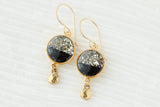 Gold and Black Glitter Drop Earrings