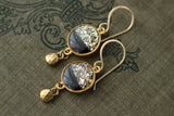 Gold and Black Glitter Drop Earrings