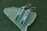 Teal Shimmer Bar Earrings in Silver