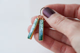 Teal Shimmer Bar Earrings in Gold