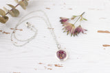 NEW!  Plum Orchard Silver and Purple Detailed Medallion Floral Necklace