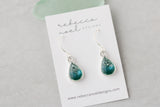 Teal Shimmer Teardrop Earrings in Silver