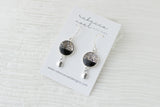 Silver and Black Glitter Drop Earrings