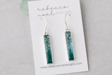 Teal Shimmer Bar Earrings in Silver