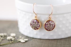 NEW! Plum Orchard Gold and Purple Queen Anne's Lace Earrings