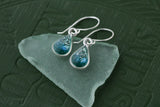 Teal Shimmer Teardrop Earrings in Silver