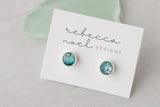 Teal Shimmer Stud Earrings in Silver