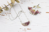 NEW! Plum Orchard Silver and Purple Floral Half Moon Necklace