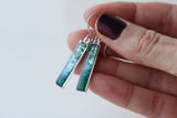 Teal Shimmer Bar Earrings in Silver